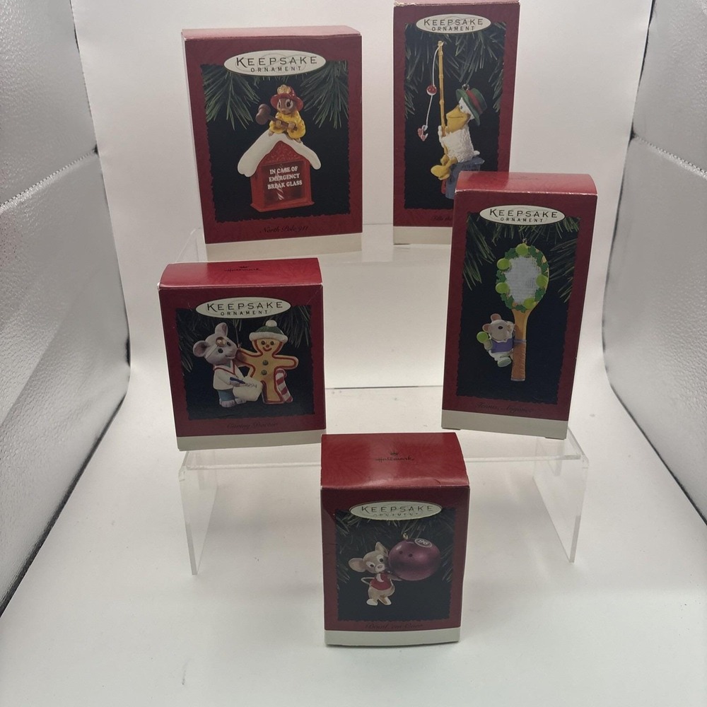 Vtg~Hallmark Ornaments~Lot of 5~Doctor/North Pole 911/Tennis Anyone?/Bowl 'em